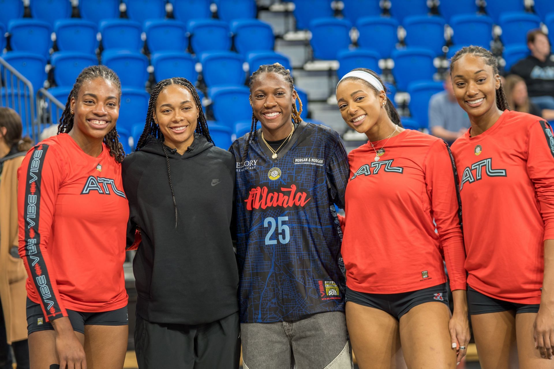 Khori Louis (2nd from R) at a game between the San Diego Mojo and Atlanta Vibe - Source: Getty